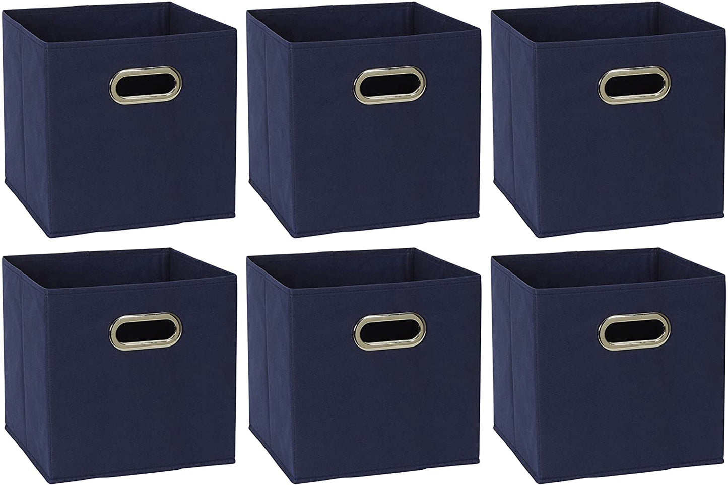 KUBEEZ-BNA KUBeez Modular compatible fabric bin, 81-1 Foldable Fabric Storage Bins, Navy, 6-pack