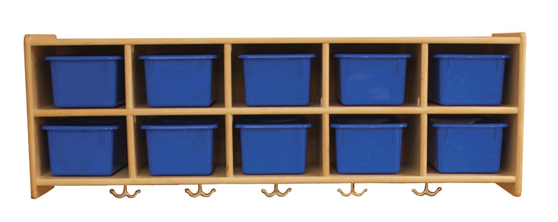 S164810BIR Kids' Station 10 Sect Wall Preschool Locker, Without trays, Fully Assembled