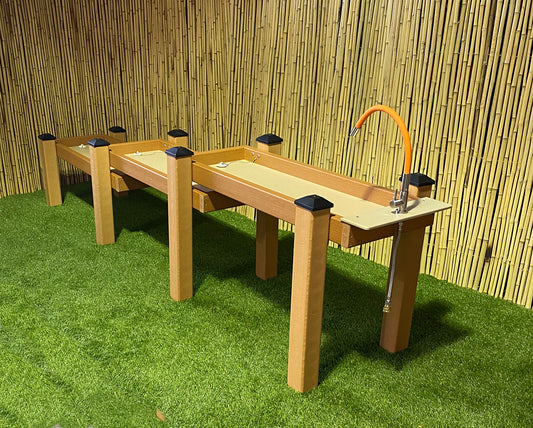 KSO-A4B2C2FFLEX KSO-A4B2C2FSS Kids' Station Outdoor Water Works Sand/Water Trough - Surface Mount With Flexible Rubber Faucet